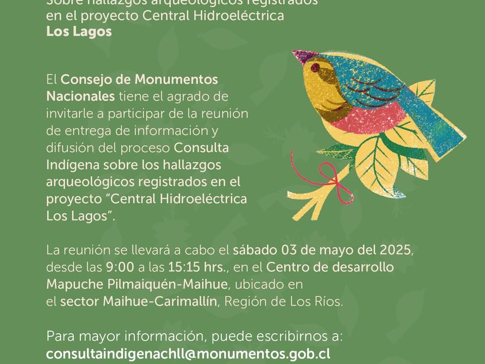 Imagen de Reunión de entrega de información y difusión del proceso de Consulta Indígena sobre los hallazgos arqueológicos registrados en el proyecto “Central Hidroeléctrica Los Lagos”.