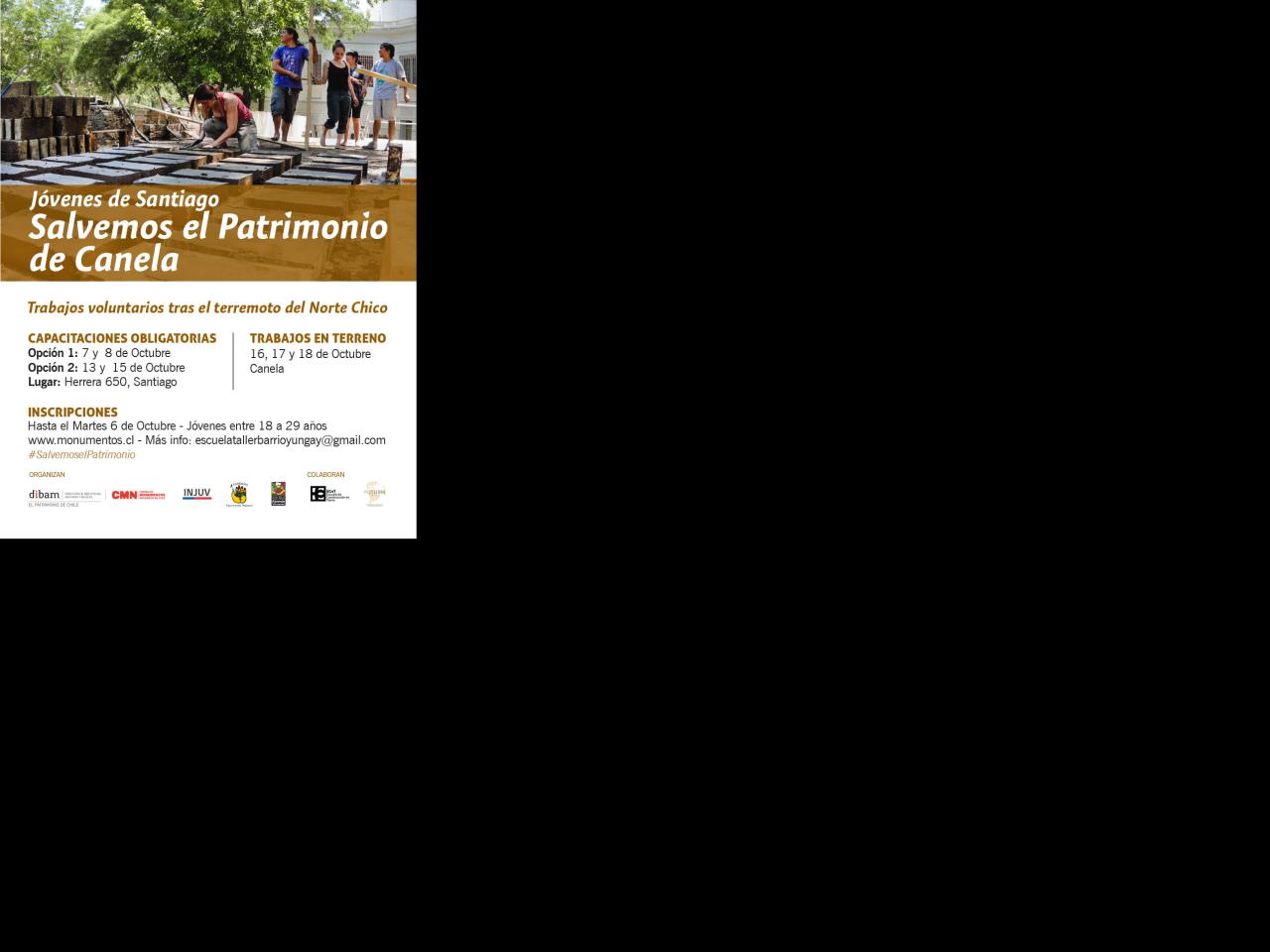 Imagen de Hasta el 6 de ocutbre se abren postulaciones para trabajos voluntarios para recuperar el patrimonio de la comuna de Canela