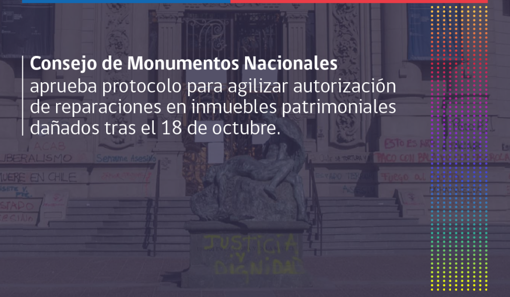 Imagen de CMN aprueba protocolo para agilizar autorización de  reparaciones en inmuebles patrimoniales dañados tras el 18 de octubre