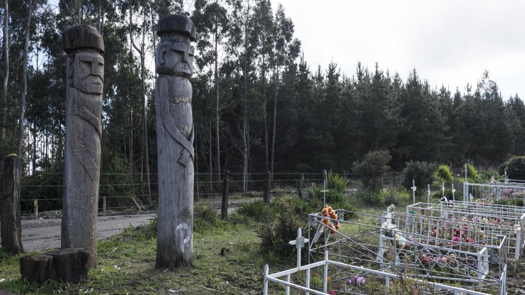 Imagen del monumento Eltun o cementerio mapuche ubicado en la localidad de Los Huape