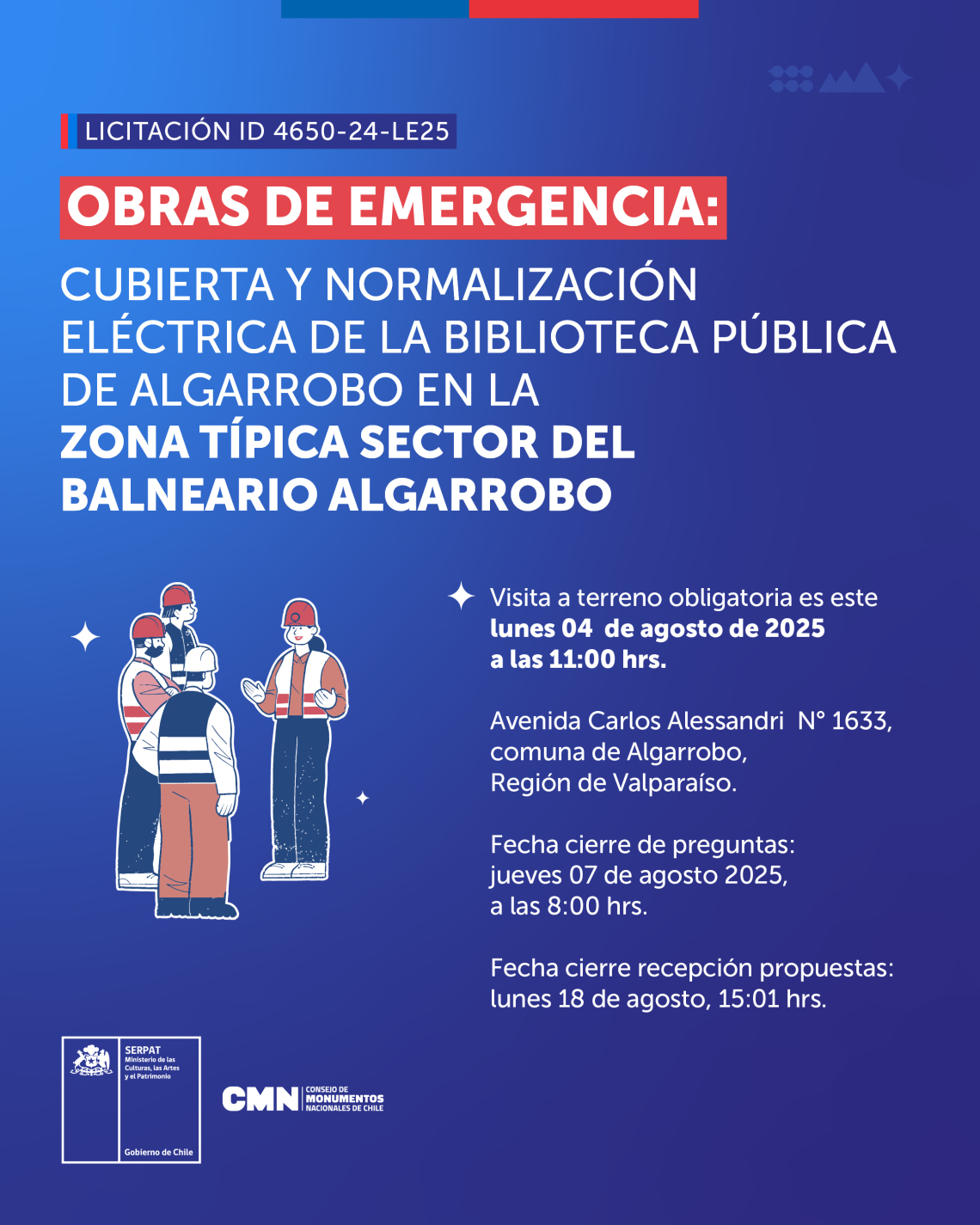 OBRAS DE REPARACIÓN DE CUBIERTA Y NORMALIZACIÓN ELÉCTRICA DE LA BIBLIOTECA PÚBLICA DE ALGARROBO EN LA ZONA TÍPICA SECTOR DEL BALNEARIO ALGARROBO, REGIÓN DE VALPARAÍSO