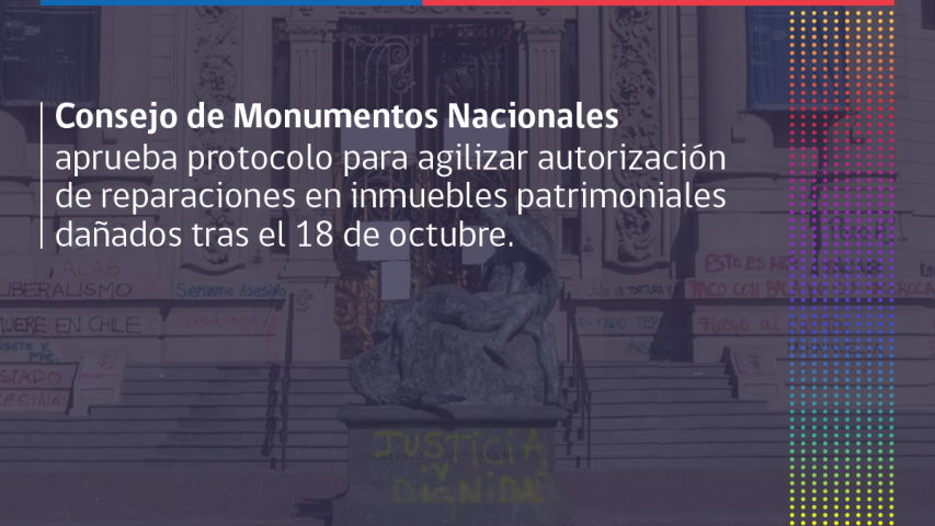 Imagen de CMN aprueba protocolo para agilizar autorización de  reparaciones en inmuebles patrimoniales dañados tras el 18 de octubre