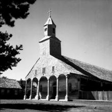 MH Iglesia de la localidad de Achao, Achao, 1949. Autor: Roberto Montandon Paillard