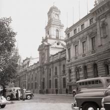 MH ex Palacio de la Real Audiencia y Cajas Reales (actual Museo Histórico Nacional), Santiago, c. 1950. Autor: Roberto Montandon Paillard