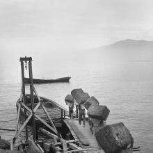 Carga de fardos de pasto, 1947. Huasco, región de Atacama. Película negativa 6x4,5 cm, blanco y negro