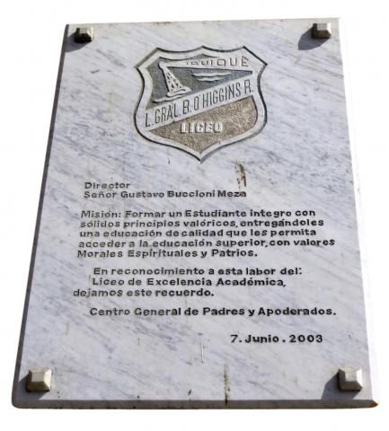 Imagen del monumento Placa Liceo Libertador General Bernardo O&#039;Higgins