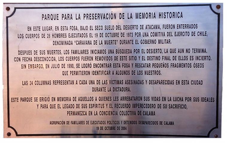 Imagen del monumento A los Detenidos Desaparecidos De Calama