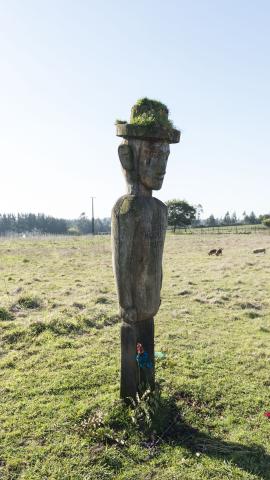 Imagen del monumento Nguillatuwe, menoko y cementerio del complejo ceremonial y religioso mapuche de Monopaine