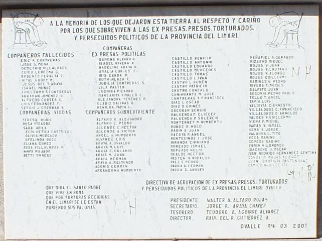 Imagen del monumento Homenaje a las Victimas de violaciones de DD. HH. Ovalle