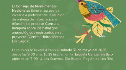 Imagen de Reunión de entrega de información y difusión del proceso de Consulta Indígena sobre los hallazgos arqueológicos registrados en el proyecto “Central Hidroeléctrica Los Lagos”