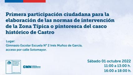 Imagen de En Castro se realizará este sábado 1 de octubre la primera jornada de Participación Ciudadana por la Zona Típica